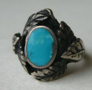 Vtg Native American Navajo Indian Sterling Silver Turquoise Ring 6.  5 3