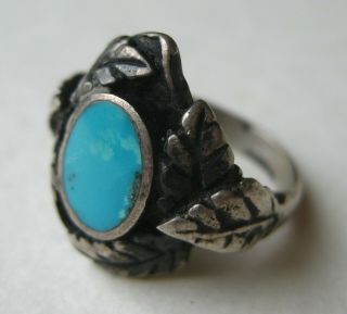 Vtg Native American Navajo Indian Sterling Silver Turquoise Ring 6.  5 4