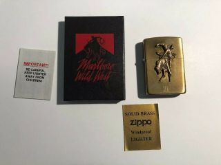 Zippo 1992 Marlboro Wild West Windproof Lighter Cowboy Engraved Solid Brass