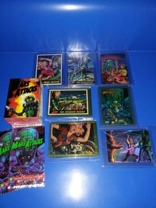 1994 Topps Mars Attacks Archives 100 Card Set/7 Promos & Chase Cards/ 2 Wrappers