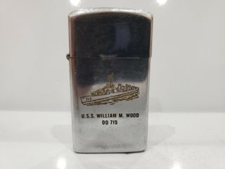 Us Navy Vintage Zippo Slim Lighter " U.  S.  S William M.  Wood Ddr 715 " /