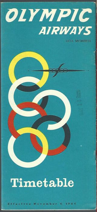 Olympic Airways System Timetable 11/1/61 [9071]