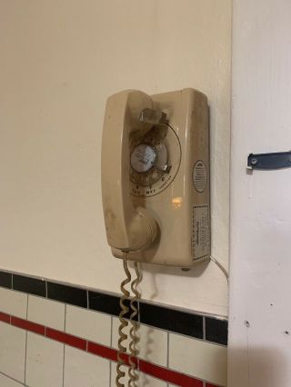Vintage,  Harvest Gold/Beige Rotary Dial Telephone; Wall Mount Phone ITT 2