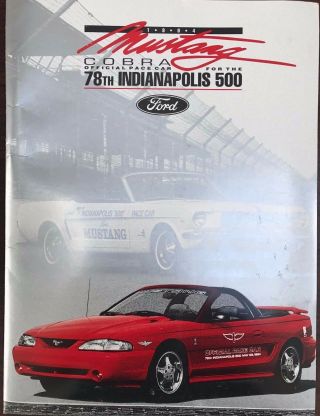 Collectible 1994 78th Indy 500 - Mustang Cobra Official Pace Car Press Kit