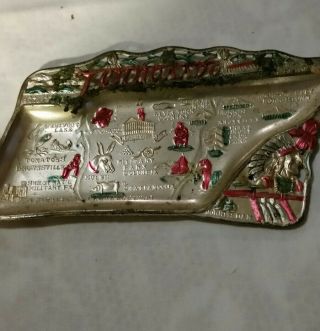 Vintage Tennessee Souvenir Metal State Shaped Ashtray Made In Japan
