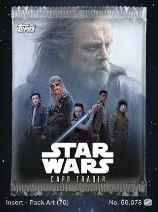 Star Wars Card Trader: RARE TIER A Pack Art - Rey Luke The Last Jedi - 70cc 2