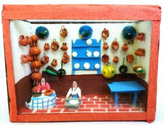 Antique/vintage Mexican Folk Art Miniature/dollhouse Pottery Shop/store Diorama