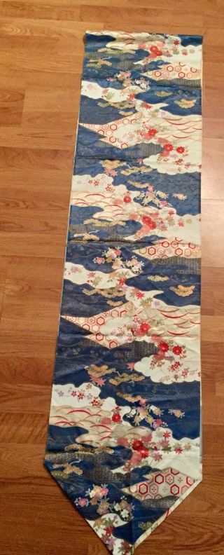 Japanese Vintage Silk Colorful Wall Hanging Tapestry Fabric Kimono Obi