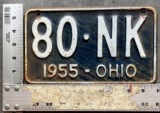 Vintage 1955 Ohio Automobile License Plate 80 - Nk