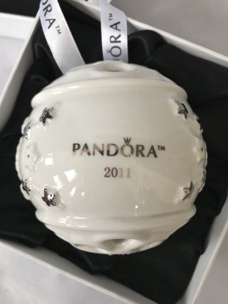Pandora 2011 Christmas Snow Ball Ceramic Tree Ornament