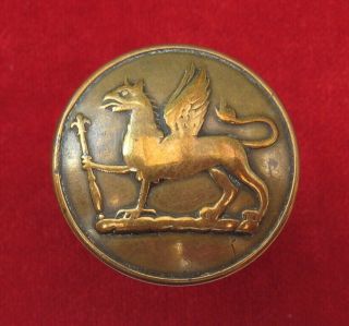 Unknown Large Gilt Livery Button – Standing Griffin Folding A Staff Or Baton?