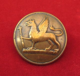 Unknown large Gilt Livery Button – Standing Griffin folding a staff or Baton? 2