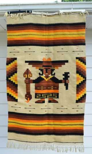 Old Vintage Native American Indian Rug Saddle Blanket Navajo 67 " X 40 "