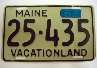 Maine 1955 License Plate Vintage With Blue Glitter Tab Vacationland