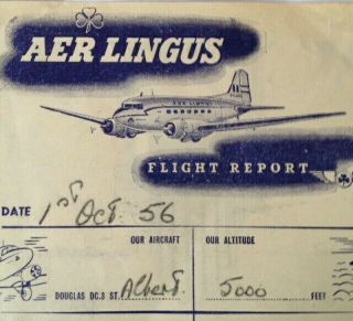 Vintage Aer Lingus Irish Airlines Flight Report Dunlop Sponsered