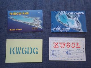 Four Qsl Postcards Ham Radio Cards Wake Island
