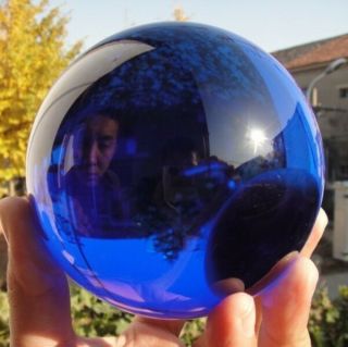 Asian Rare Natural Quartz Blue Magic Crystal Healing Ball Sphere 100mm,  Stand