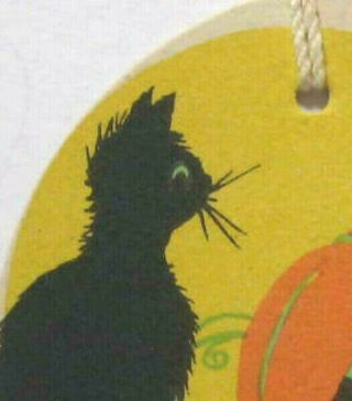 Vintage Halloween Tally Card 2 Cats Jack O ' Lantern Art Deco Chas S Clark ex cd 2