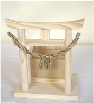 Kamidana Shinto Altar Torii Gate Wooden Miniature Shrine Shelf Wood Charm Stand