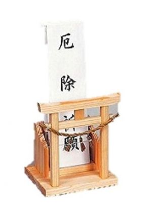 KAMIDANA Shinto Altar Torii Gate Wooden Miniature Shrine Shelf Wood Charm Stand 3