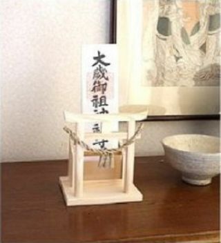 KAMIDANA Shinto Altar Torii Gate Wooden Miniature Shrine Shelf Wood Charm Stand 4