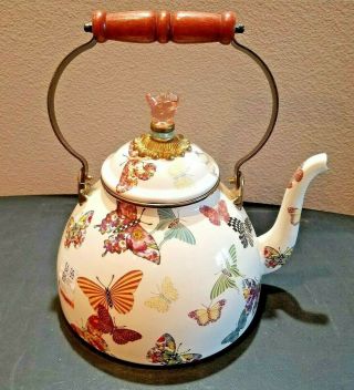 Mackenzie Childs Butterfly Garden 3qt Teapot