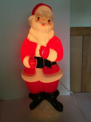 Vintage Hard Plastic Blow Mold Christmas Santa - Light Up Decoration