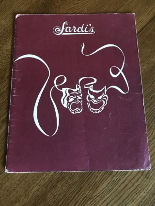 Vintage Sardi’s Restaurant Menu Circa Early To Mid 1960’s