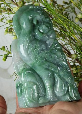 Certified Natural Green（grade A）jade Jadeite Phoenixes Statue 72661h5