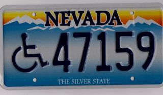 Nevada Handicap License Plate 47159,  Never Issued