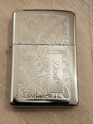 Vintage Zippo Lighter Usa Reg Silver Chrome Venetian 352 - Box Dad