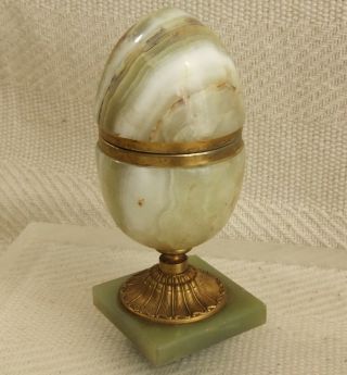 Vintage Art Deco Onyx Stylish Opening Table Lighter 6 " Tall With Gold Finishings