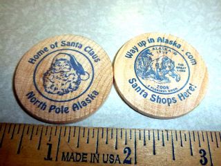 Wood Nickel From North Pole Alaska Home Of Santa Claus With State Quarter Logo