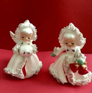 Vintage Holt Howard Christmas Angel Candle Holders (set Of 2) 1958