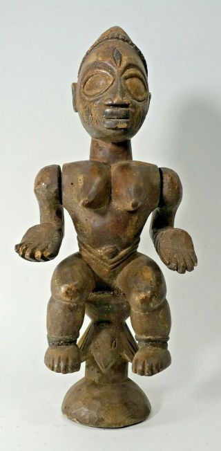 Vintage Old Carved Wood African Nigeria Female Art Yoruba Statue Movable Arms