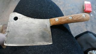 Vintage 6 Inch Steel Chef Butcher Knife Heavy Duty Meat Cleaver.