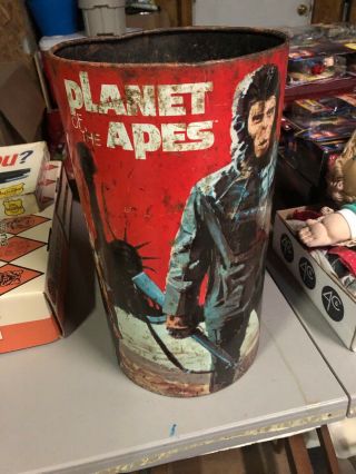Vintage Planet Of The Apes Metal Trash Can Waste Basket Usa 1967 Rare
