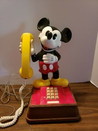 Vintage Disney Mickey Mouse Rotary Telephone Phone 15 " Tall.  Good