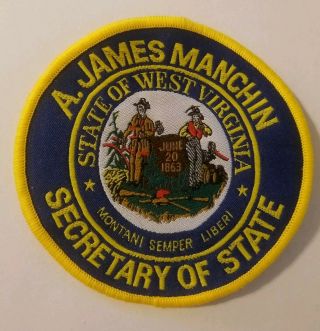 Vintage West Virginia A.  James Manchin Sec Of State Patch