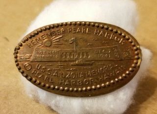 Vintage Remember Pearl Harbor Uss Arizona Hawaii Copper Pressed Elongated Penny