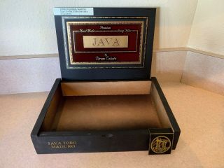 JAVA CORONA MADURO by Drew Estate Premium Empty Black Wooden Cigar Box w/ DE Tag 5