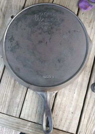 Vintage Wagner Ware No.  9 Cast Iron Skillet With Heat Ring 1059e Flat