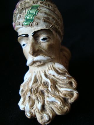 Antique French 19th C Clay Pipe Enamel Decoration Jacob Novelty Pipe Arab Man