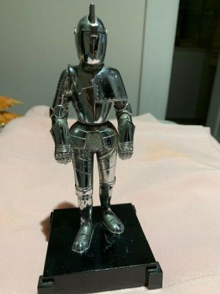 Vintage Chrome Coat Of Armor Table Lighter,  Hamilton,  Made In Usa 7 " Tall