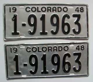 1948 Colorado Car License Plates Pair