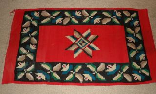 Antique Vtg Native American Navajo Indian Diamond Textile Rug Blanket 80 " Big