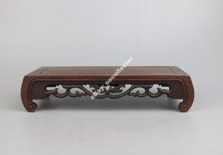 China Brown Ji - Chi Hard Wood Carved Flower Design Rectangle Stand Display 12 "