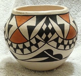 Beautifully Done Vintage Acoma Pottery Bowl Signed Leland Robert Vallo