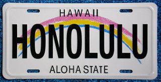 Hawaiian " Honolulu " Novelty License Plate From Hawai