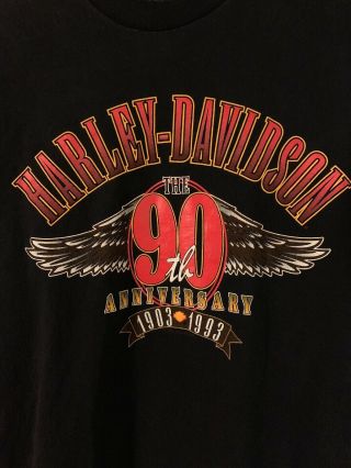 Vintage Harley Davidson T - Shirt 90th Year Anniversary 90s Single Stich Rare Xl